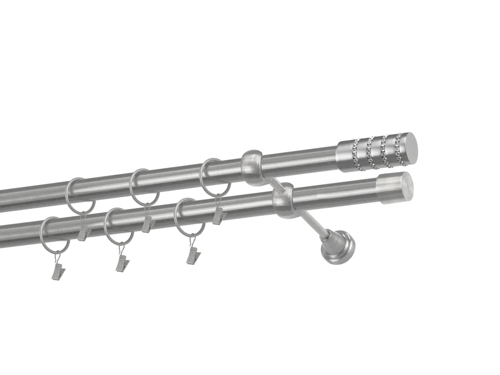 Kétsoros 25x25mm karnis - CYLINDER CRYSTAL - satin