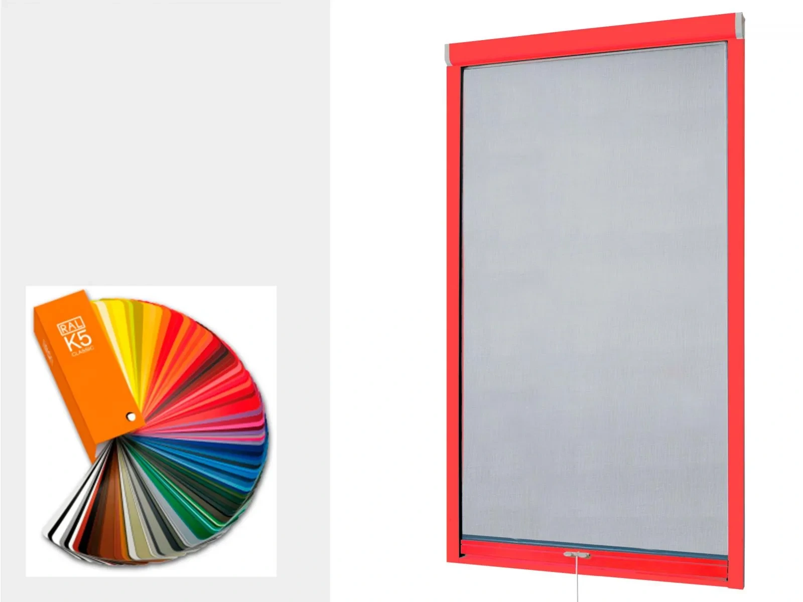 Függőleges mozgatású rolós szúnyoghálók tetőablakokra – RAL színek