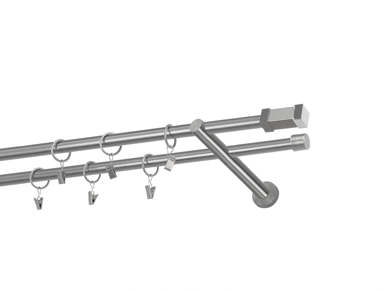 Kétsoros 16x16mm karnis - QUADRO - satin