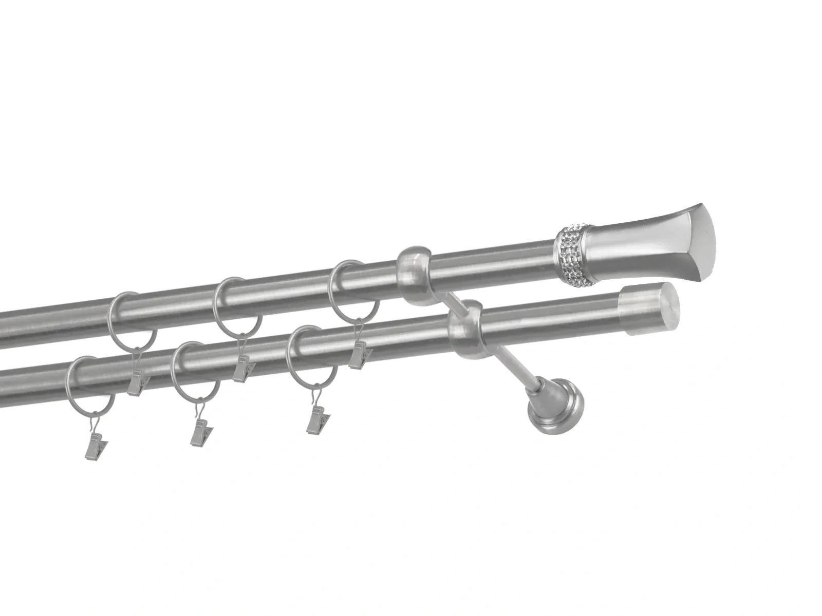 Kétsoros 25x25mm karnis - PLUTON CRYSTAL - satin