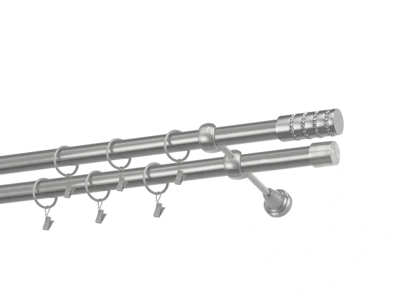 Kétsoros 25x25mm karnis - CYLINDER CRYSTAL - satin