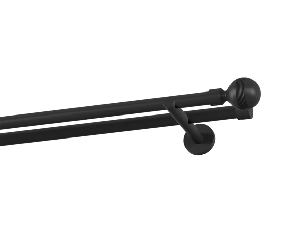 Kétsoros 19x19mm-es függönykarnis - egyszerű rúd - GABI - fekete 1