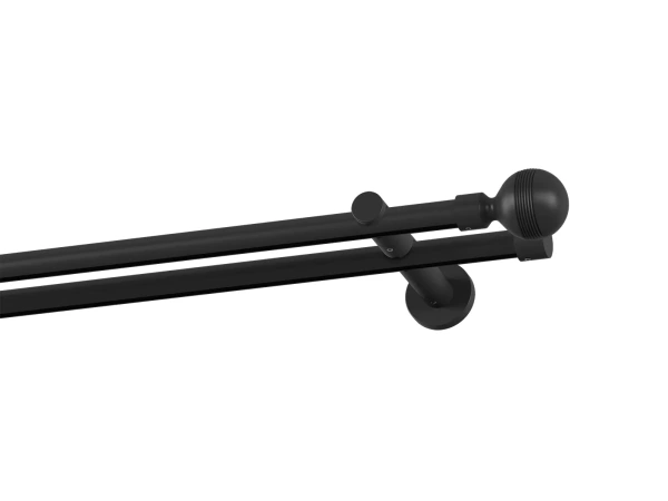 Kétsoros 19x19mm-es függönykarnis - belső sínes rúd - GABI - fekete 1