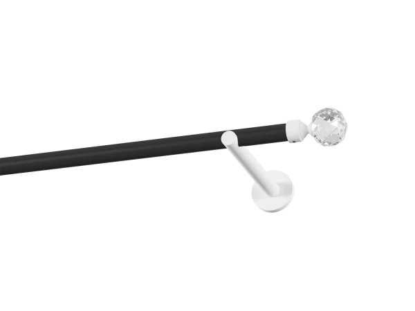 Egysoros 19mm-es függönykarnis - egyszerű rúd - CRYSTAL GOLYÓ - fekete-fehér 1