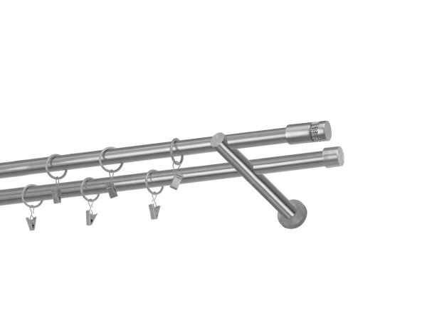 Kétsoros 19x19mm karnis - CYLINDER CRYSTAL - satin