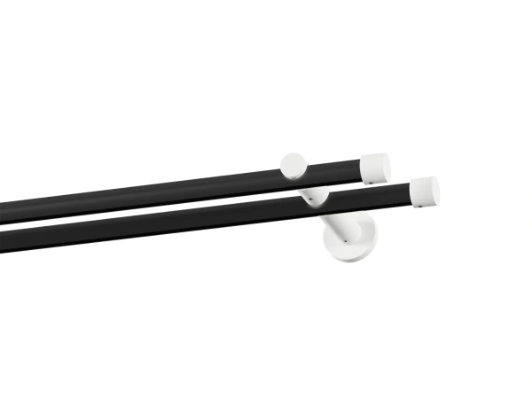 Kétsoros 19x19mm-es függönykarnis - belső sínes rúd - PULLO - fekete-fehér 1