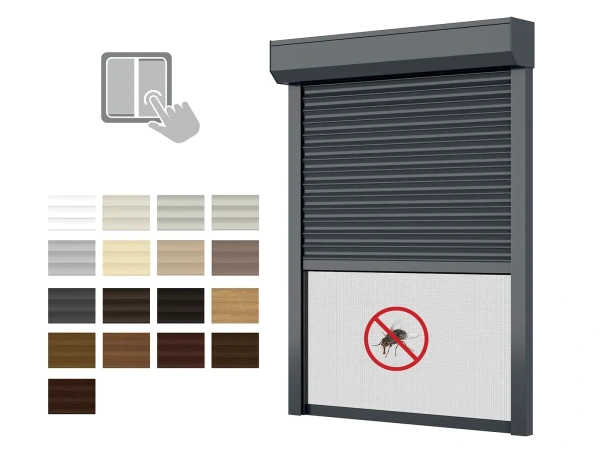 Al redőnyök 165mm Redőnytok beépített rovarhálóval - 1560mm-es magasságig -MOTOR -KAPCSOLÓ