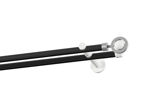 Kétsoros 19x19mm-es függönykarnis - belső sínes rúd - SFERA - fekete-fehér 1