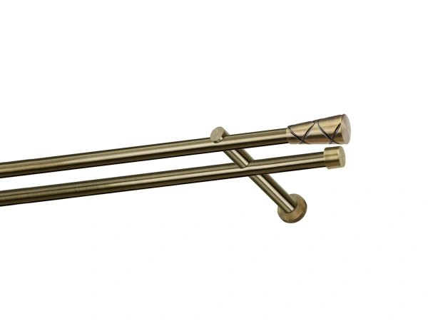 Kétsoros 19x19mm-es függönykarnis - belső sínes rúd - TRAPEZIUM - antik 1