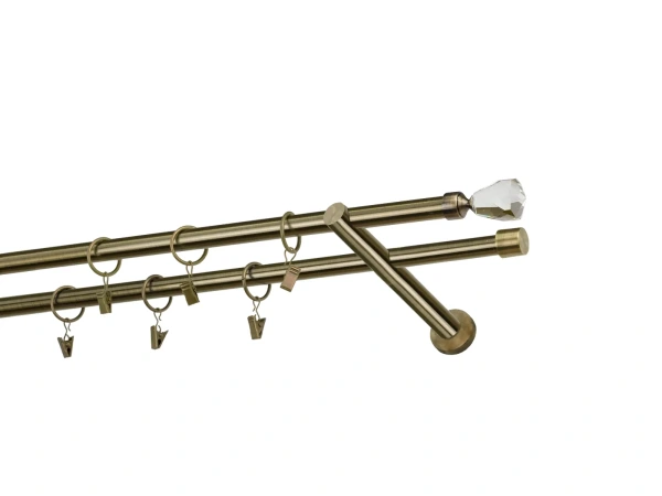 Kétsoros 16x16mm karnis - CRYSTAL CONE - antik