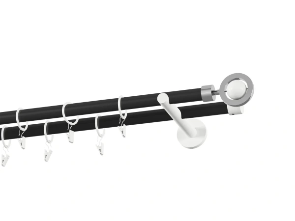 Kétsoros 19x19mm-es függönykarnis - egyszerű rúd - SFERA - fekete-fehér