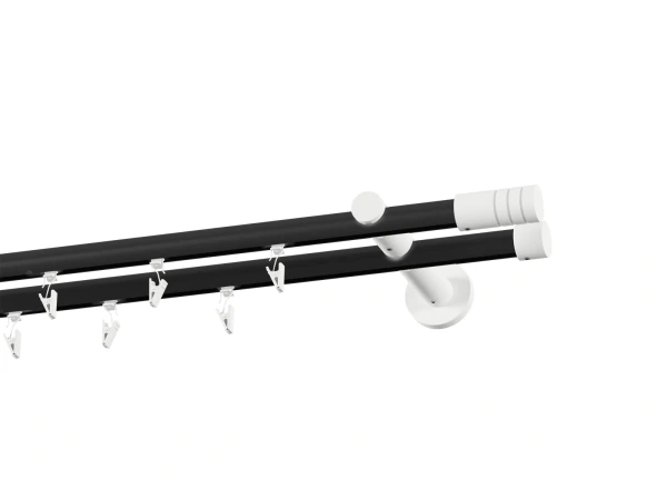 Kétsoros 19x19mm-es függönykarnis - belső sínes rúd - TECHNO - fekete-fehér 2