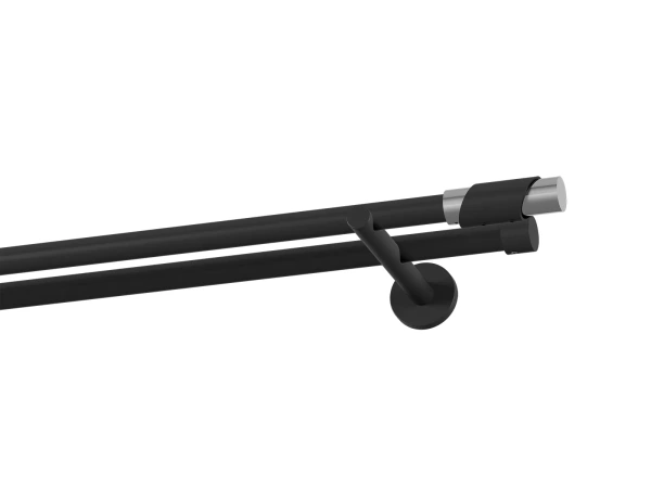 Kétsoros 19x19mm-es függönykarnis - egyszerű rúd - PARIS - fekete 1