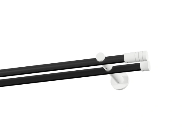 Kétsoros 19x19mm-es függönykarnis - belső sínes rúd - TECHNO - fekete-fehér 1