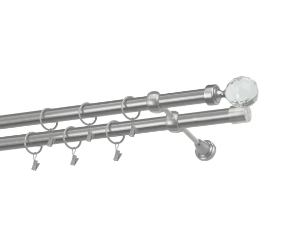 Kétsoros 25x25mm karnis - CRYSTAL GOLYÓ - satin