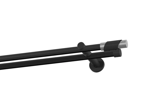 Kétsoros 19x19mm-es függönykarnis - belső sínes rúd - PARIS - fekete 1