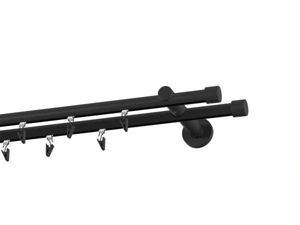 Kétsoros 19x19mm-es függönykarnis - belső sínes rúd - PULLO - fekete 2