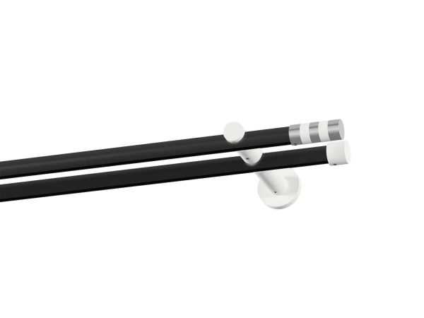 Kétsoros 19x19mm-es függönykarnis - belső sínes rúd - HENGER - fekete-fehér 1