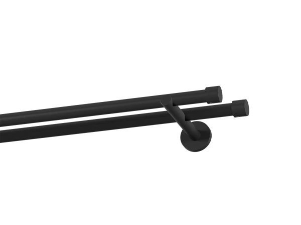 Kétsoros 19x19mm-es függönykarnis - egyszerű rúd - PULLO - fekete 1