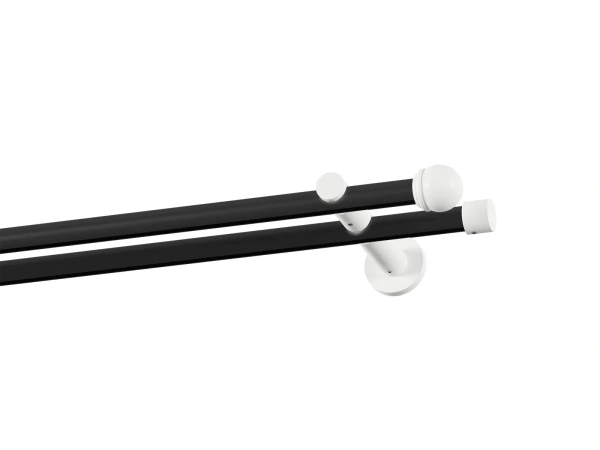 Kétsoros 19x19mm-es függönykarnis - belső sínes rúd - TODI MAX - fekete-fehér 1