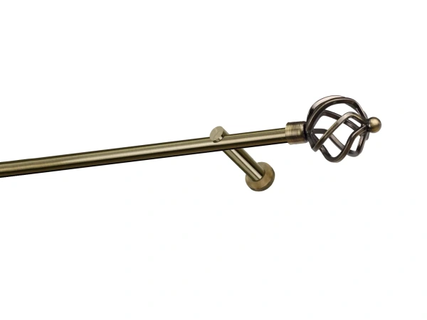 Egysoros 19mm-es függönykarnis - belső sínes rúd - SPIRAL - antik 1