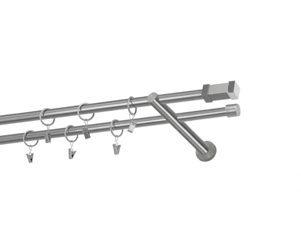 Kétsoros 16x16mm karnis - QUADRO - satin