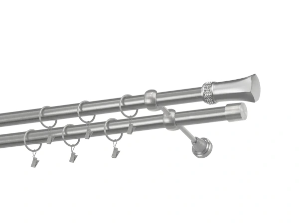 Kétsoros 25x25mm karnis - PLUTON CRYSTAL - satin