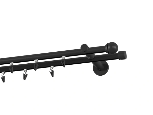 Kétsoros 19x19mm-es függönykarnis - belső sínes rúd - TODI MAX - fekete 2