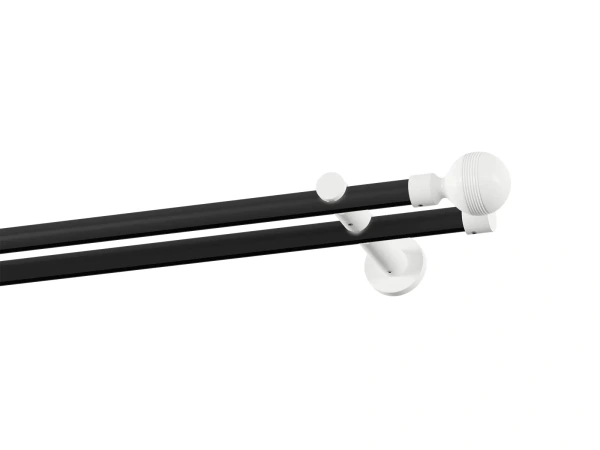 Kétsoros 19x19mm-es függönykarnis - belső sínes rúd - GABI - fekete-fehér 1