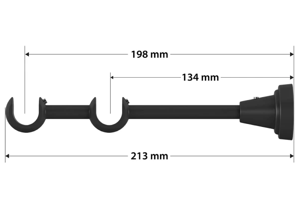 Kétsoros 19x19mm-es függönykarnis - egyszerű rúd - CYLINDER CRYSTAL - fehér-fekete 4