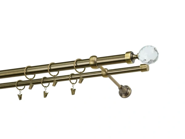 Kétsoros 25x16mm karnis - CRYSTAL GOLYÓ - antik