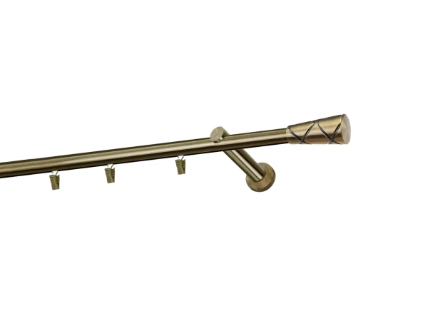 Egysoros 19mm-es függönykarnis - belső sínes rúd - TRAPEZIUM - antik