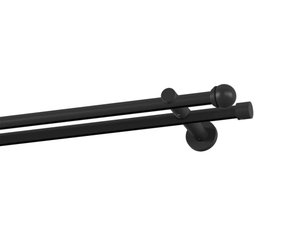 Kétsoros 19x19mm-es függönykarnis - belső sínes rúd - TODI MAX - fekete 1