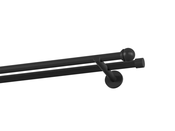Kétsoros 19x19mm-es függönykarnis - egyszerű rúd - TODI MAX - fekete 1