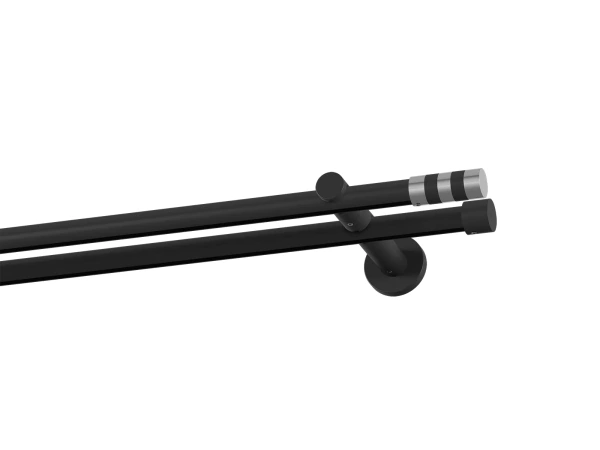 Kétsoros 19x19mm-es függönykarnis - belső sínes rúd - HENGER - fekete 1