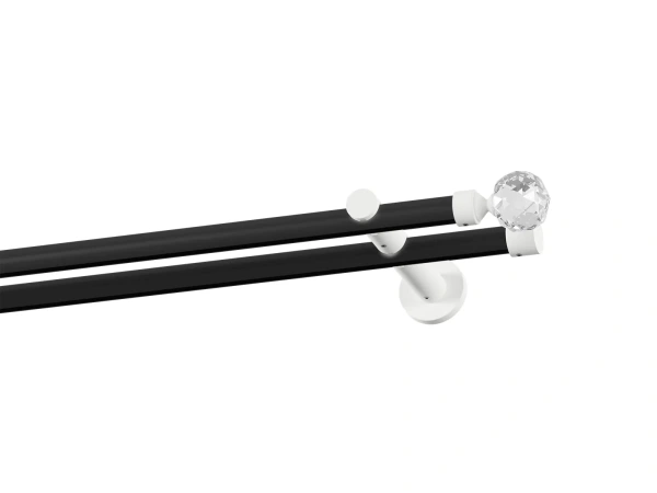 Kétsoros 19x19mm-es függönykarnis - belső sínes rúd - CRYSTAL GOLYÓ - fekete-fehér 1