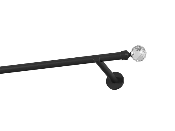 Egysoros 19mm-es függönykarnis - egyszerű rúd - CRYSTAL GOLYÓ - fekete 1