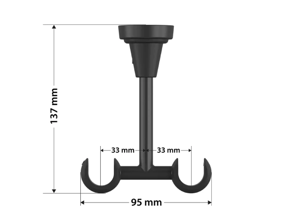 Kétsoros 19x19mm-es függönykarnis - egyszerű rúd - CYLINDER CRYSTAL - fekete 5