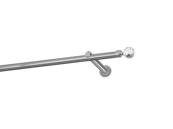 Egysoros 19mm-es függönykarnis - belső sínes rúd - CRYSTAL GOLYÓ - satin 1
