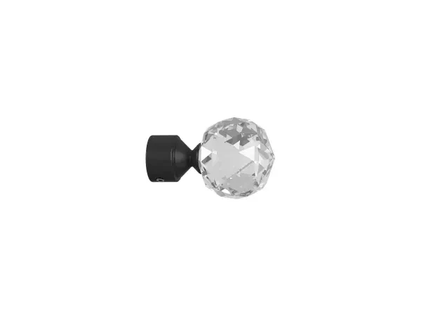 Egysoros 19mm-es függönykarnis - egyszerű rúd - CRYSTAL GOLYÓ - fehér-fekete